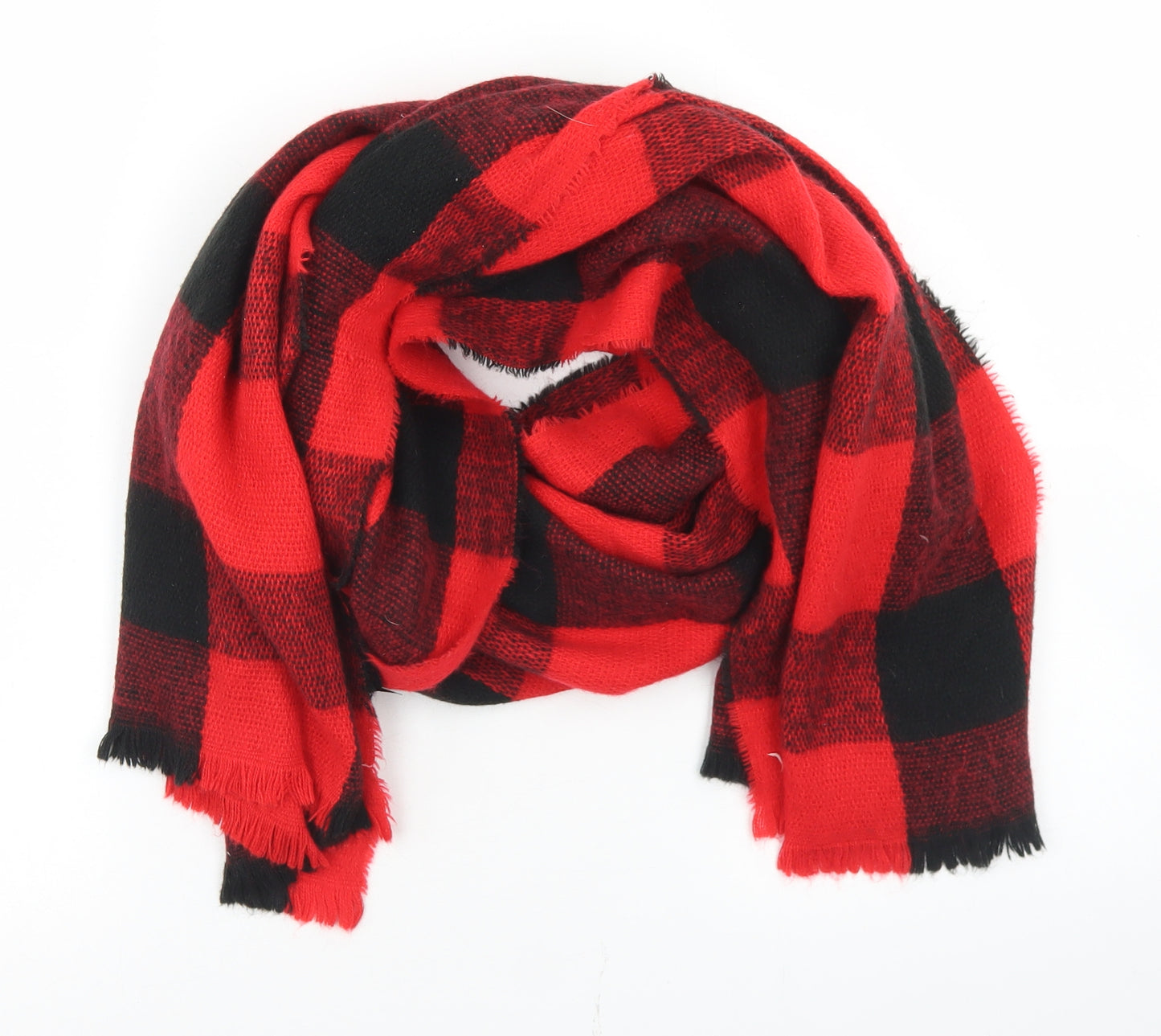 Primark Womens Red Check Acrylic  Scarf