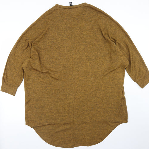 New Look Womens Yellow  Polyester Tunic T-Shirt Size L Round Neck