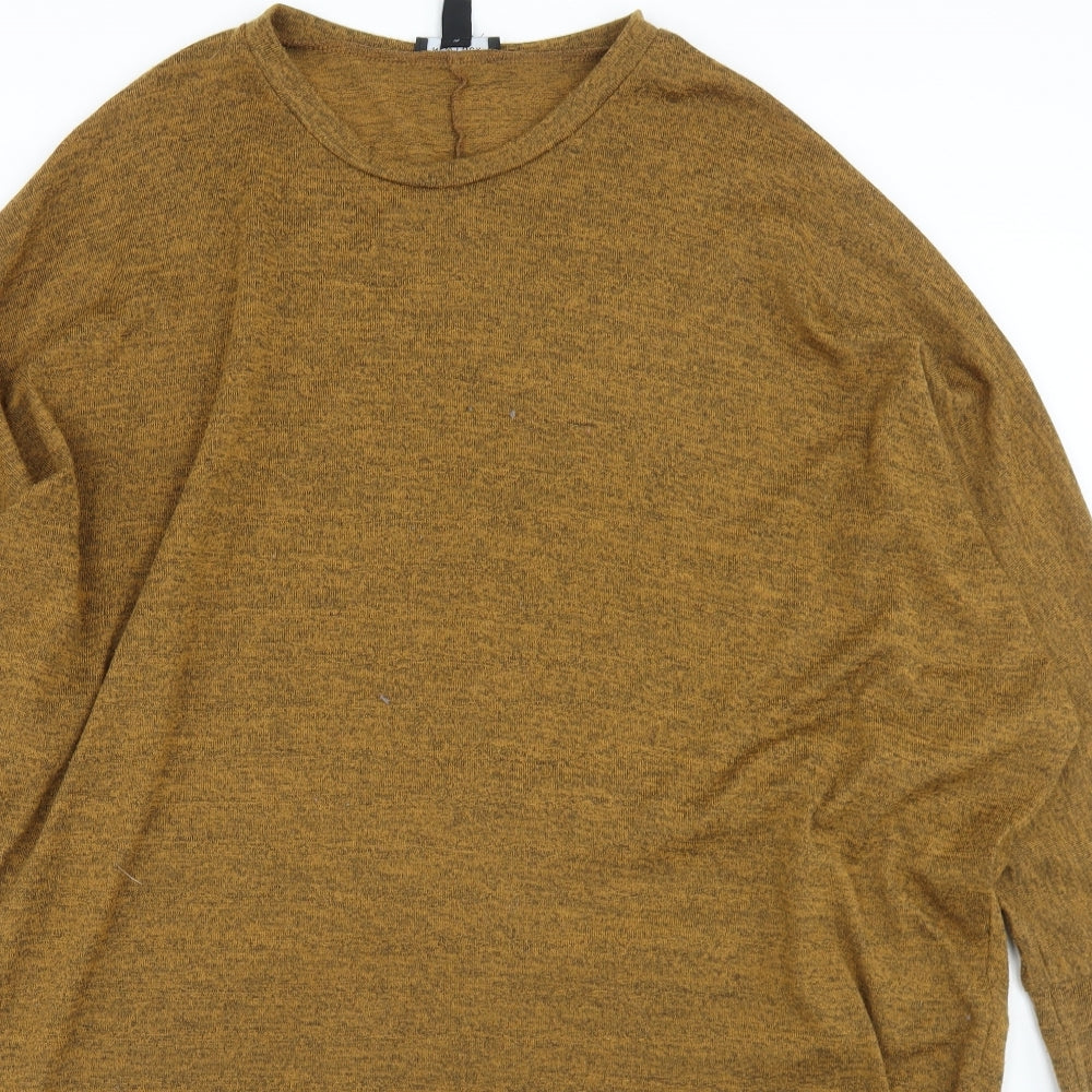 New Look Womens Yellow  Polyester Tunic T-Shirt Size L Round Neck