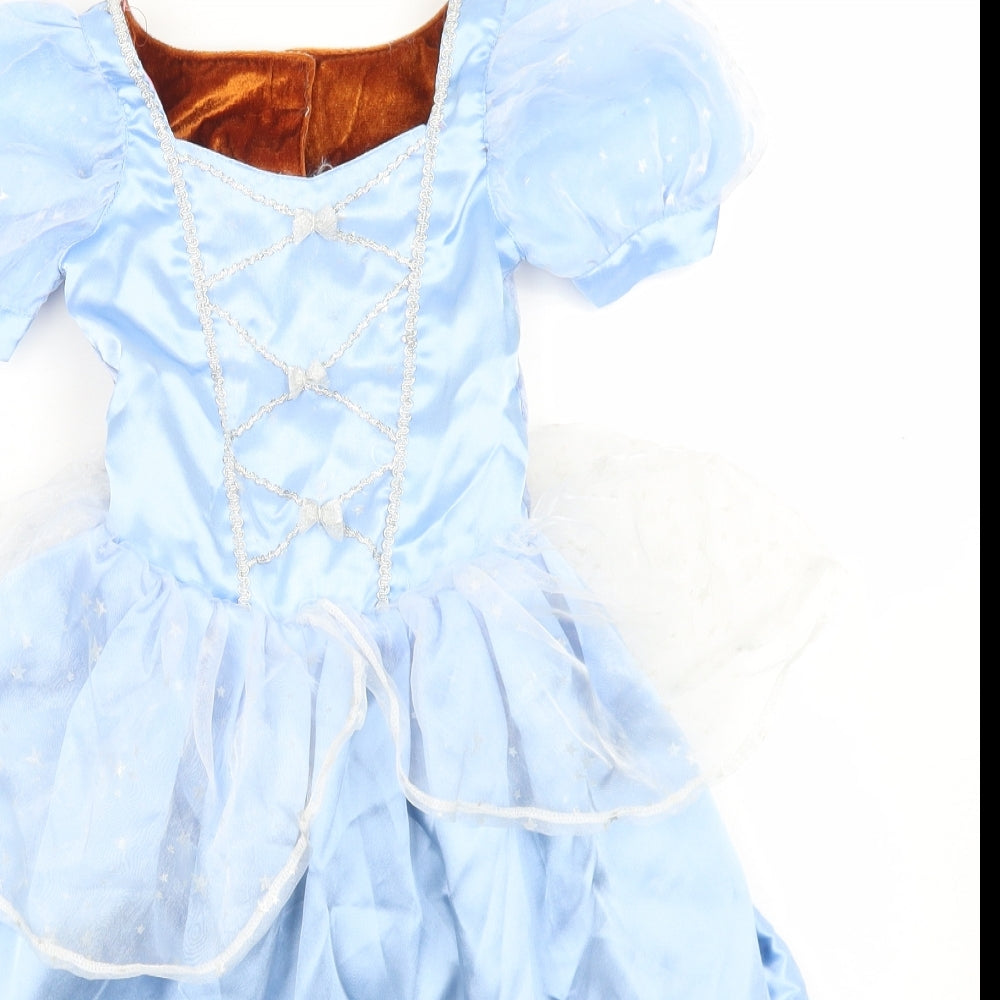 Disney Store Exclusive Girls Blue  Polyester Ball Gown  Size 2-3 Years  Round Neck Hook & Loop - Cinderella Reversible