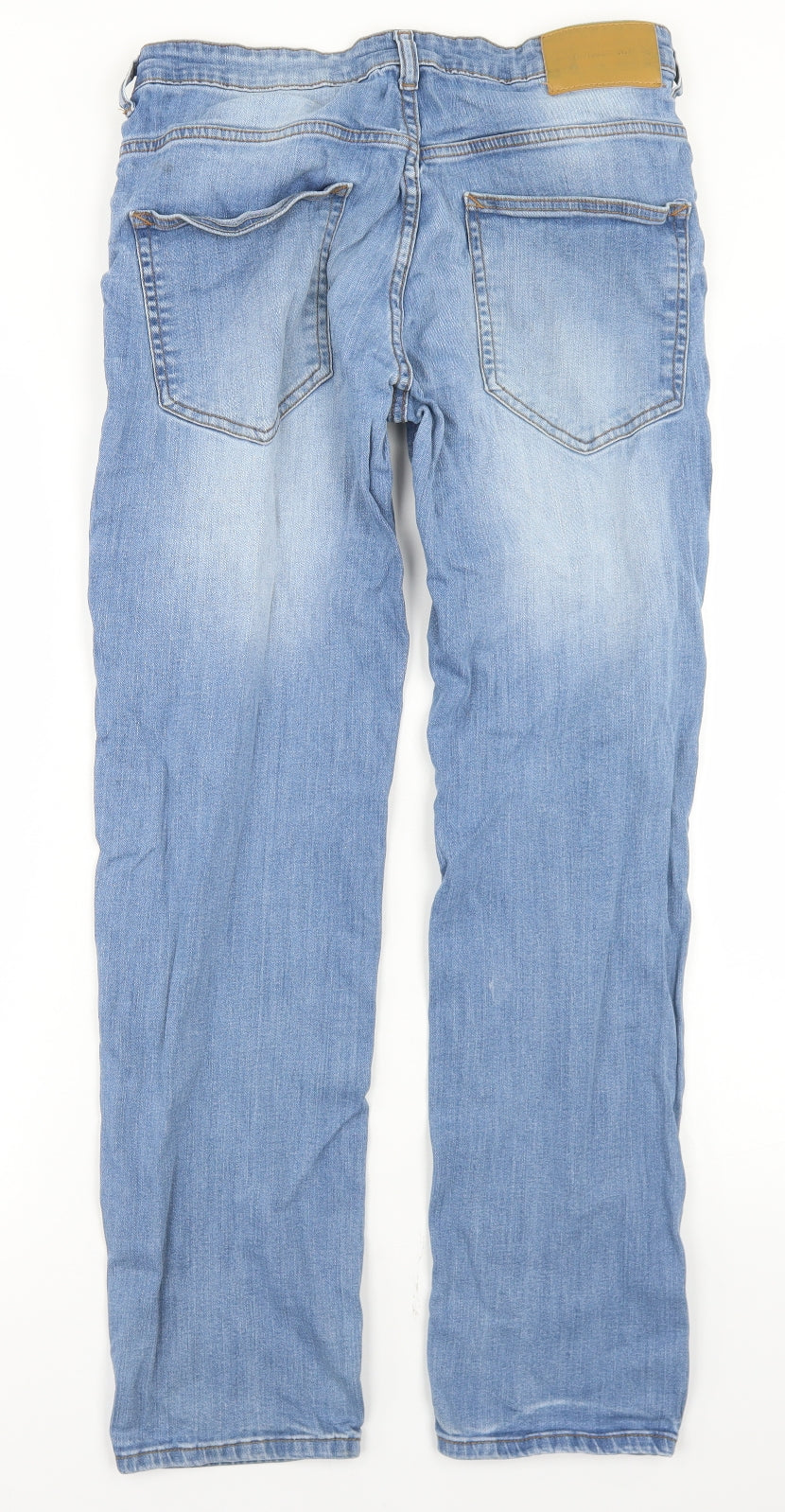 Denim Co Mens Blue  Cotton Straight Jeans Size 30 in L30 in Slim Button