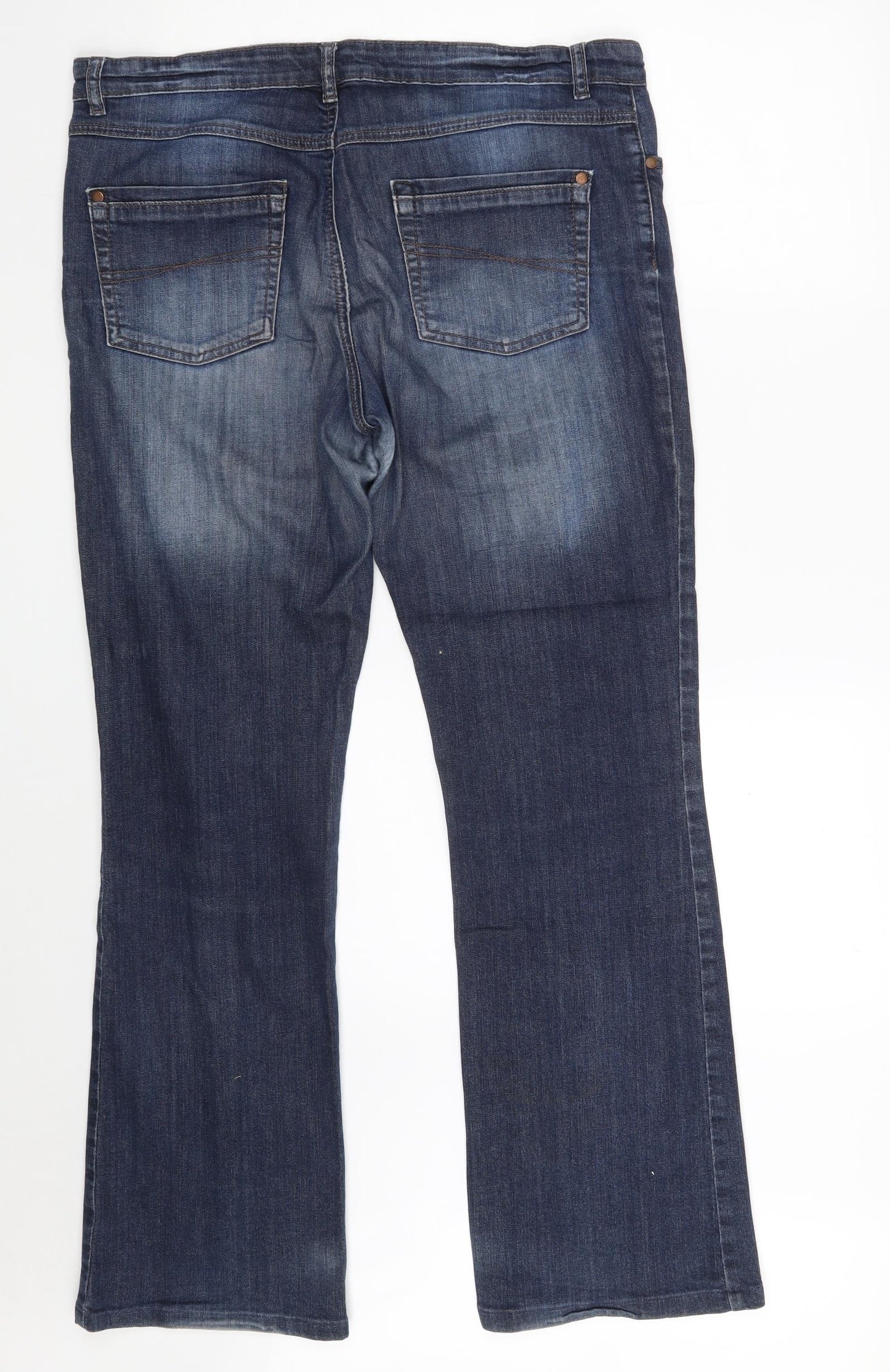 F&F Womens Blue  Cotton Bootcut Jeans Size 16 L31 in Regular Zip