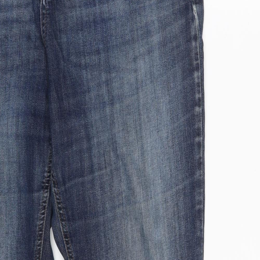 F&F Womens Blue  Cotton Bootcut Jeans Size 16 L31 in Regular Zip