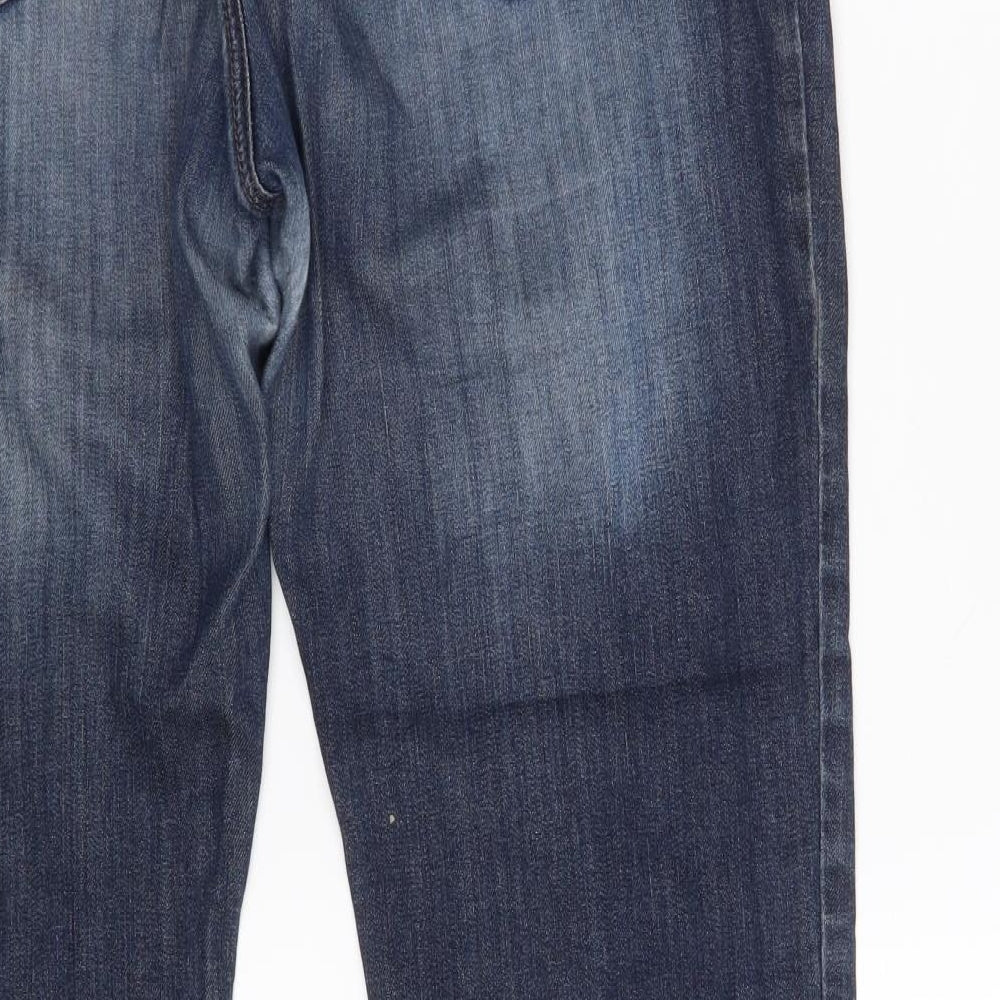 F&F Womens Blue  Cotton Bootcut Jeans Size 16 L31 in Regular Zip