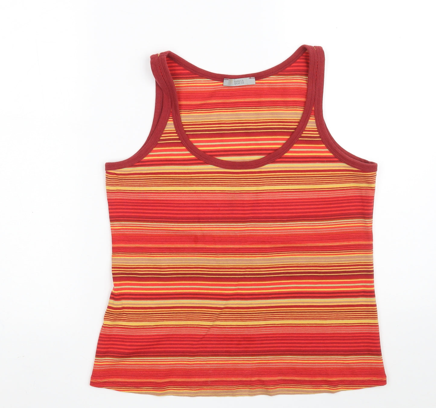 Marks and Spencer Womens Multicoloured Striped 100% Cotton Vest Sweatshirt Size 14