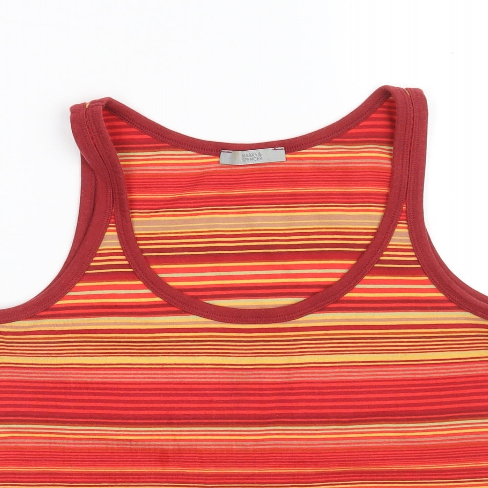 Marks and Spencer Womens Multicoloured Striped 100% Cotton Vest Sweatshirt Size 14
