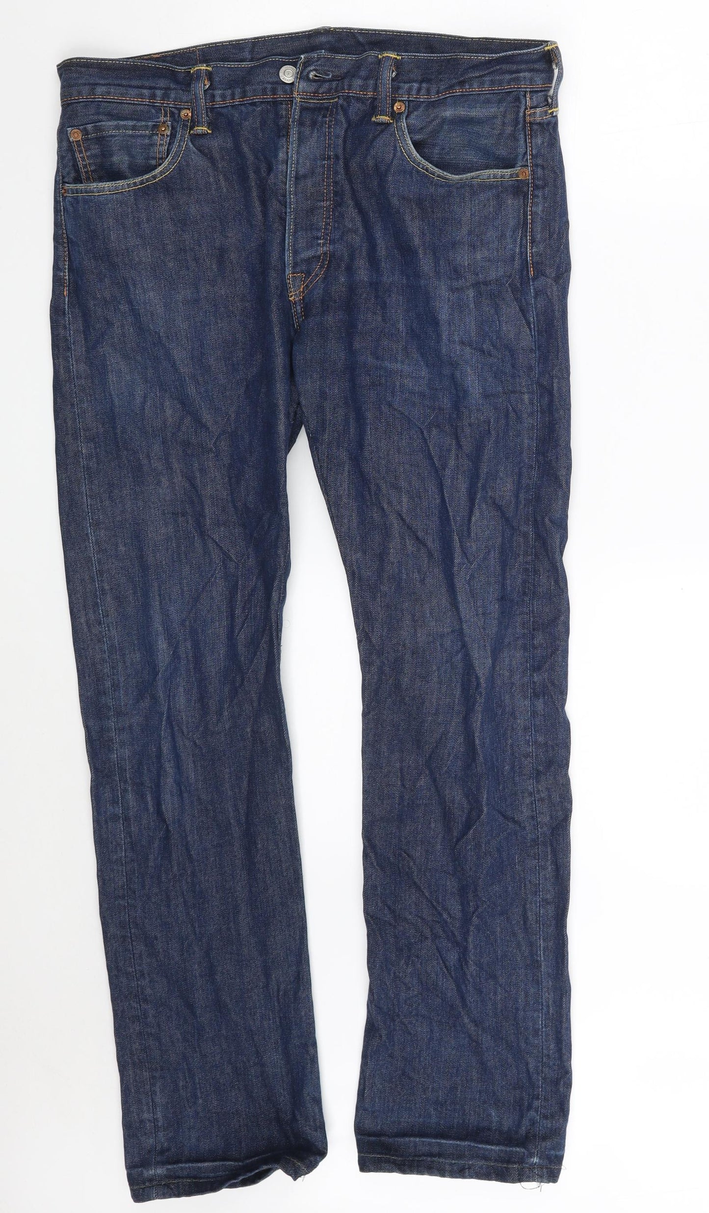 Levi's Mens Blue  Cotton Straight Jeans Size 34 in L32 in Regular Button