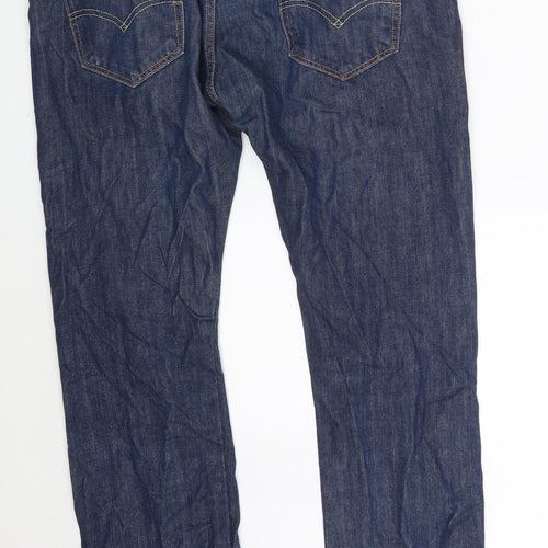Levi's Mens Blue  Cotton Straight Jeans Size 34 in L32 in Regular Button