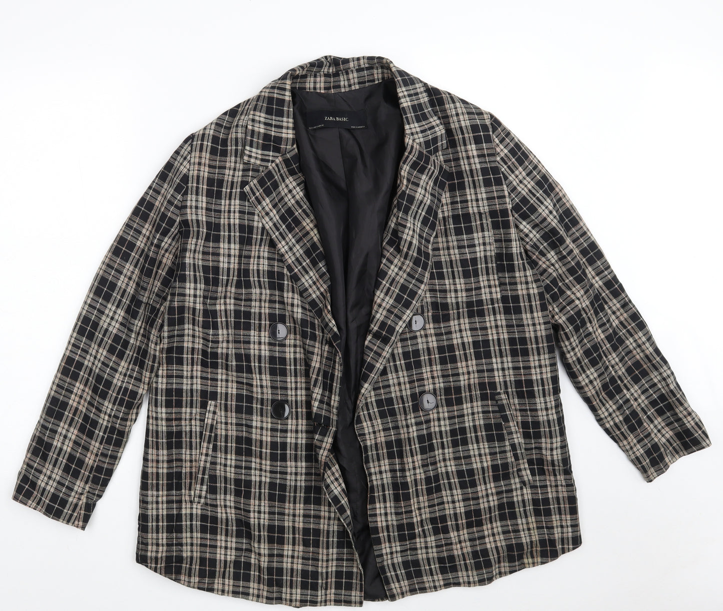 Zara Womens Black Check  Jacket  Size S  Button