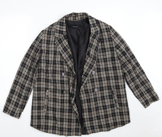 Front view of Zara women’s black check jacket, size S, button