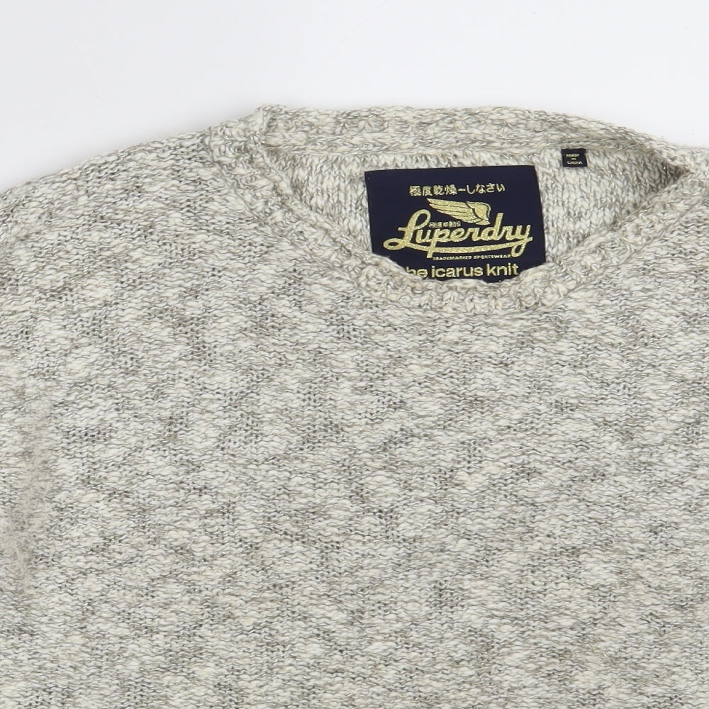 Superdry Womens Grey Round Neck  Cotton Pullover Jumper Size M