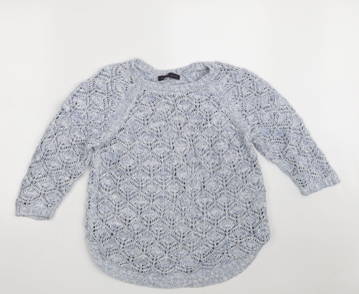 Marks and Spencer Womens Blue Round Neck  100% Cotton Pullover Jumper Size 14