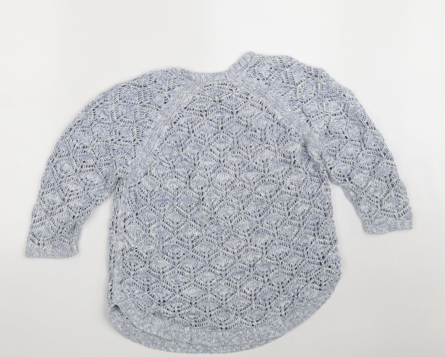 Marks and Spencer Womens Blue Round Neck  100% Cotton Pullover Jumper Size 14