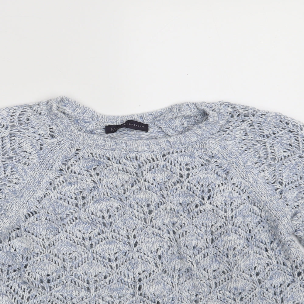 Marks and Spencer Womens Blue Round Neck  100% Cotton Pullover Jumper Size 14