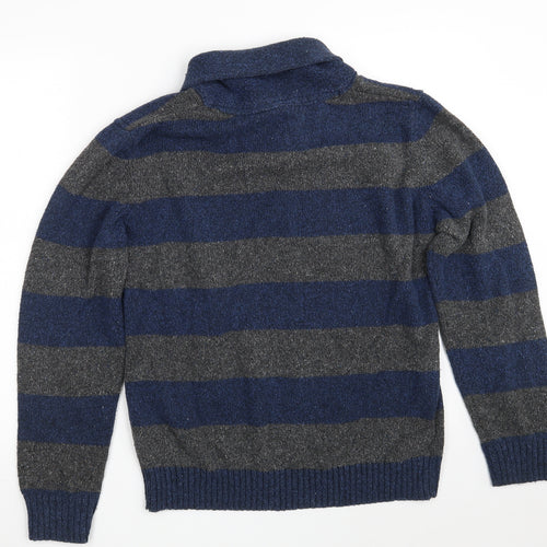 Urban Pipeline Womens Blue Collared Striped Cotton Pullover Jumper Size M