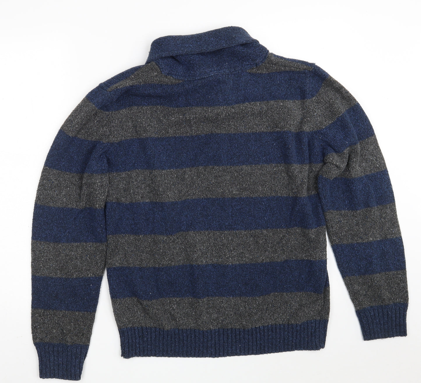 Urban Pipeline Womens Blue Collared Striped Cotton Pullover Jumper Size M