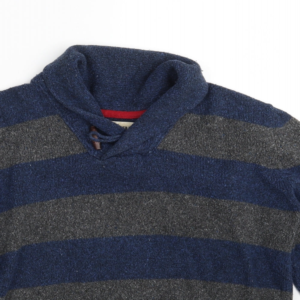 Urban Pipeline Womens Blue Collared Striped Cotton Pullover Jumper Size M