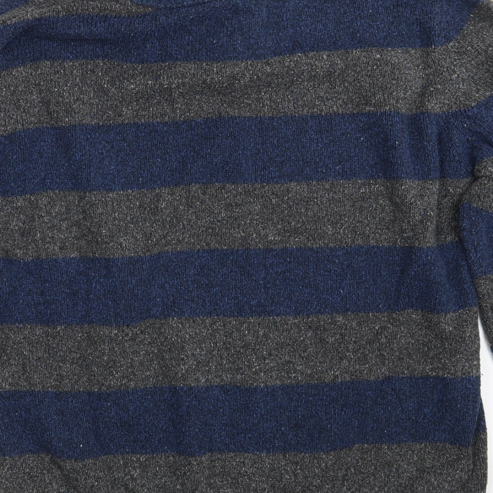Urban Pipeline Womens Blue Collared Striped Cotton Pullover Jumper Size M