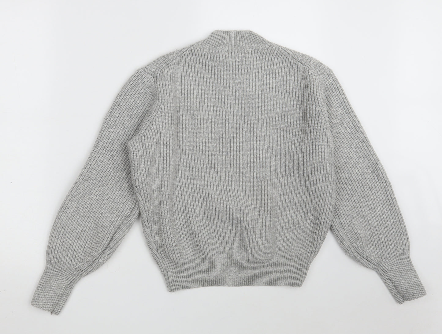 H&M Womens Grey Round Neck  Acrylic Pullover Jumper Size XS