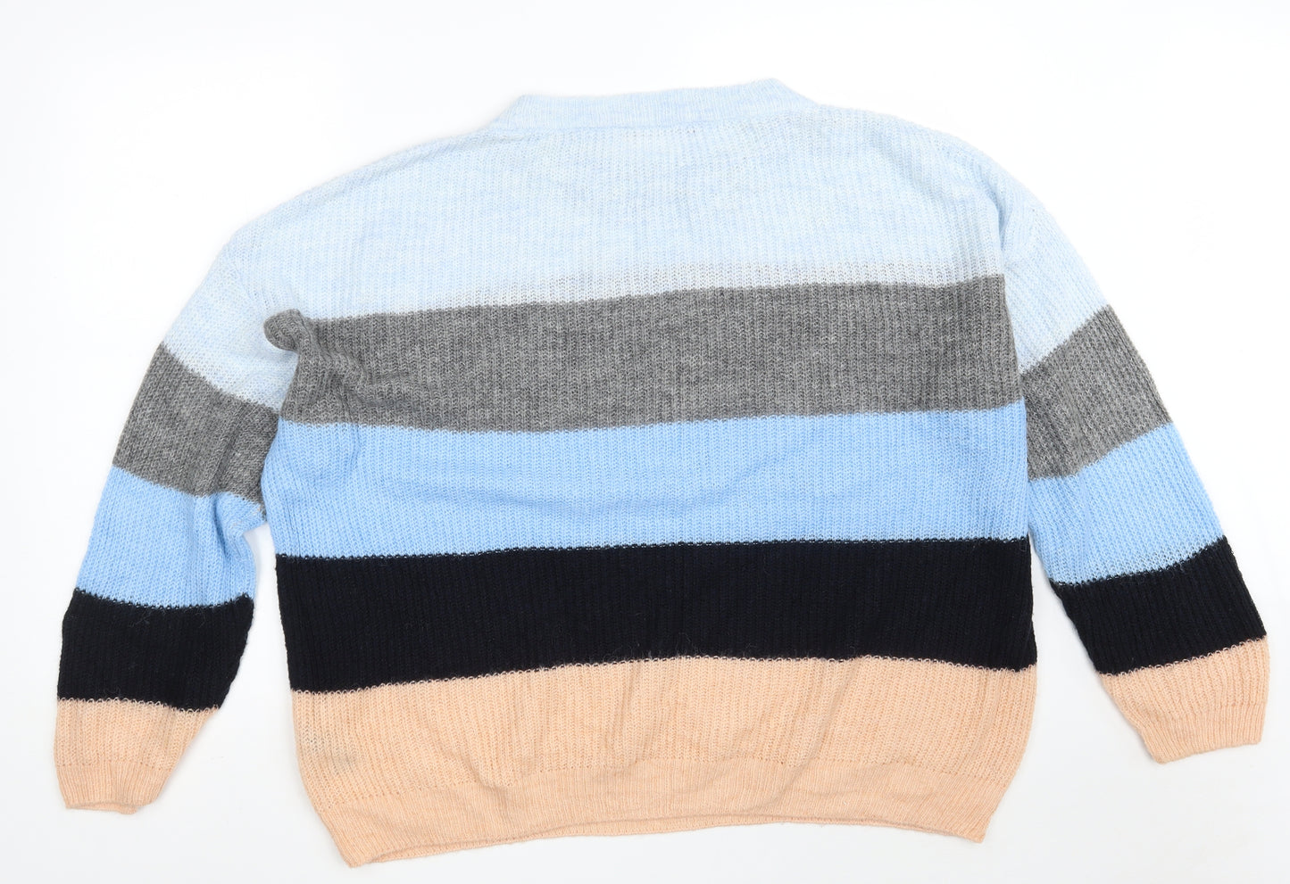 George Womens Multicoloured Round Neck Striped Acrylic Pullover Jumper Size XL   - Colorblock
