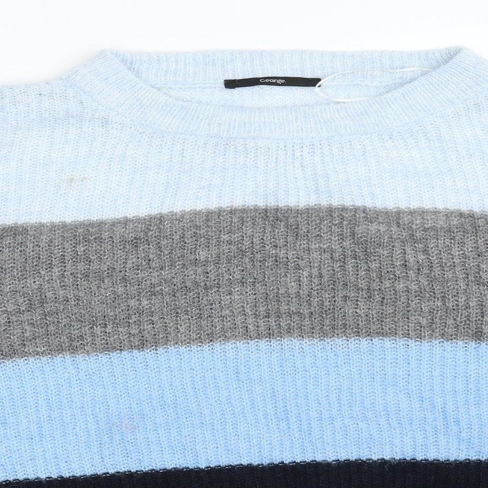 George Womens Multicoloured Round Neck Striped Acrylic Pullover Jumper Size XL   - Colorblock