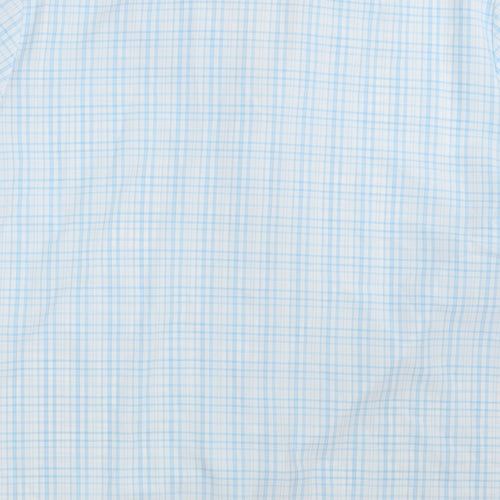 Emma Collection Womens Blue Check Polyester Basic Button-Up Size 18 Collared