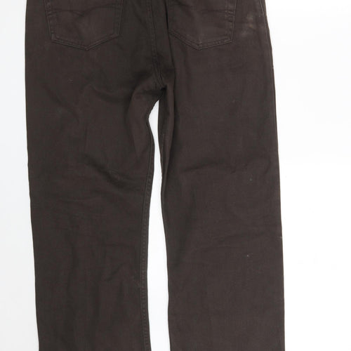 Blue Harbour Mens Brown  Cotton Straight Jeans Size 34 in L29 in Regular Zip