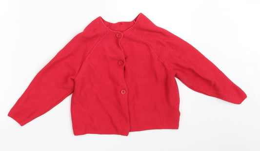 George Girls Red Round Neck  100% Cotton Cardigan Jumper Size 5-6 Years  Button