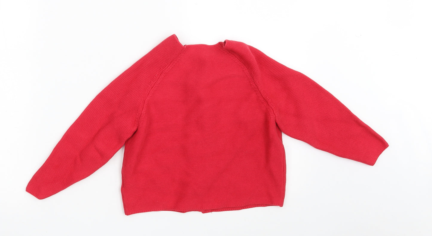 George Girls Red Round Neck  100% Cotton Cardigan Jumper Size 5-6 Years  Button