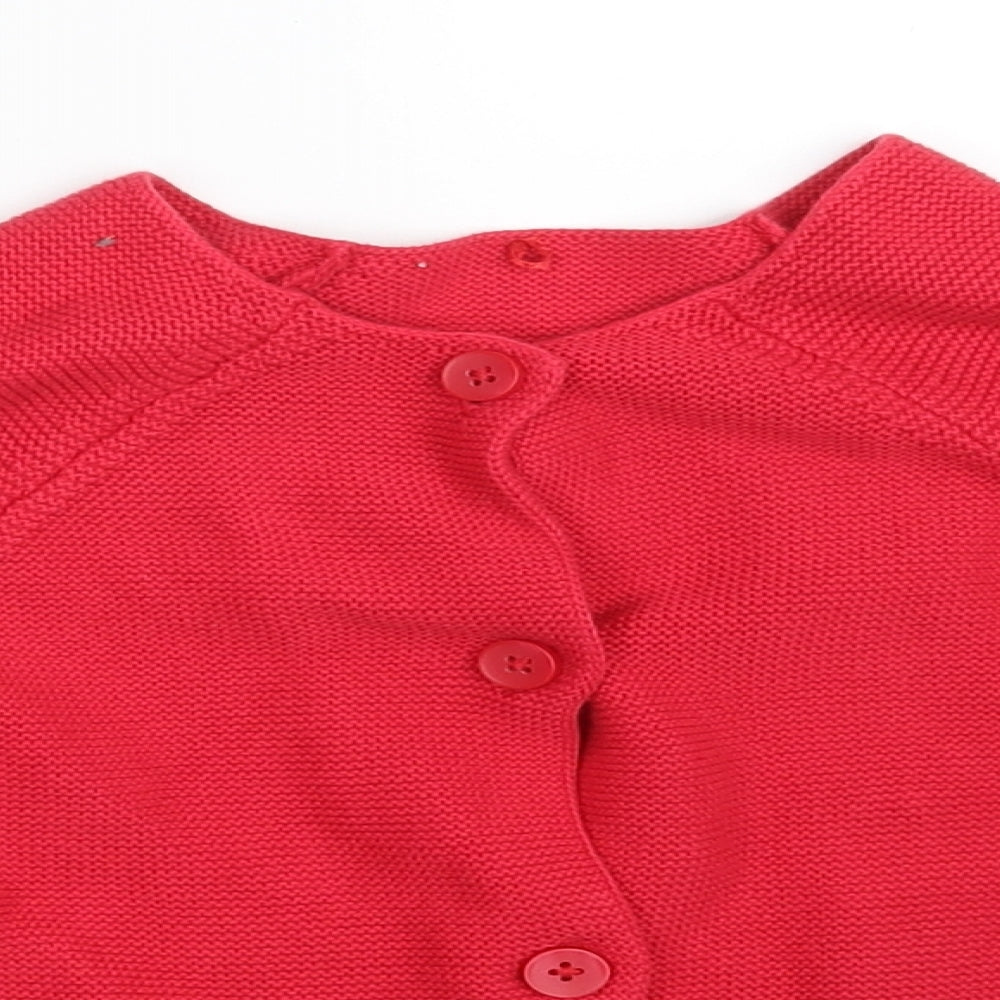 George Girls Red Round Neck  100% Cotton Cardigan Jumper Size 5-6 Years  Button