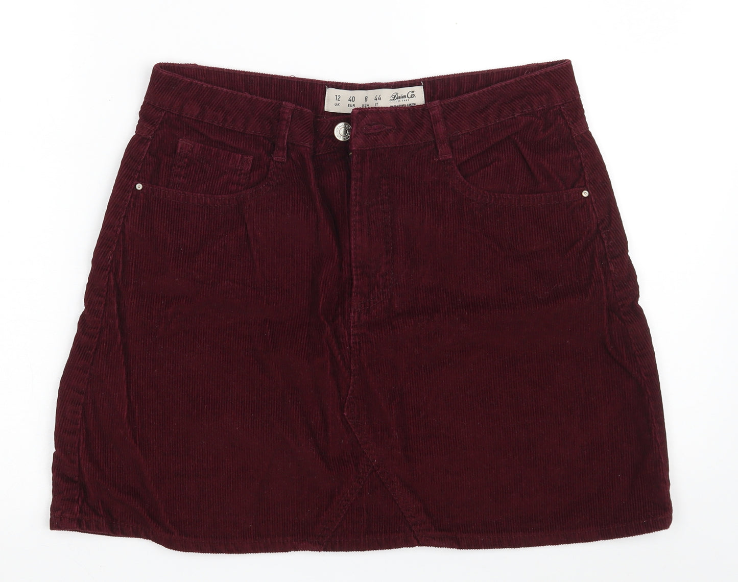 Denim & Co. Womens Purple  Cotton A-Line Skirt Size 12   Zip