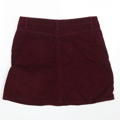Denim & Co. Womens Purple  Cotton A-Line Skirt Size 12   Zip