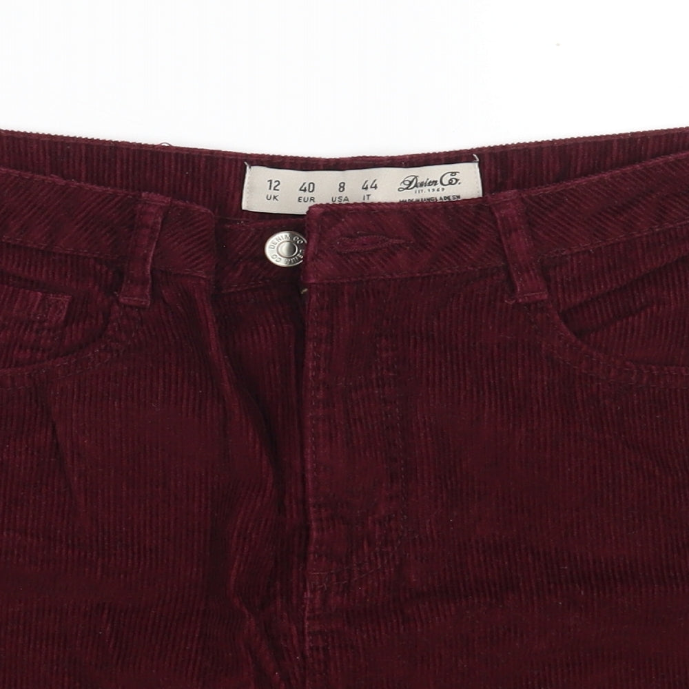 Denim & Co. Womens Purple  Cotton A-Line Skirt Size 12   Zip