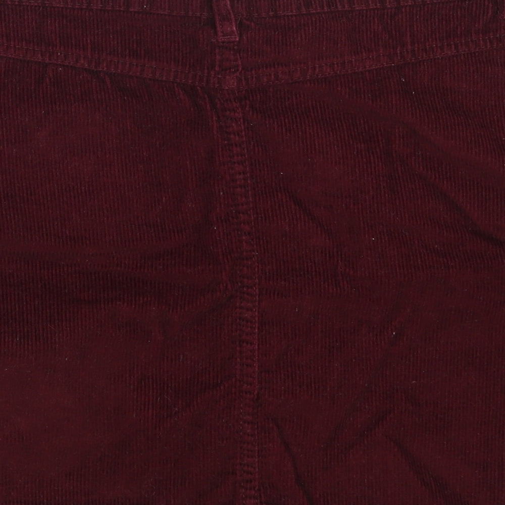 Denim & Co. Womens Purple  Cotton A-Line Skirt Size 12   Zip