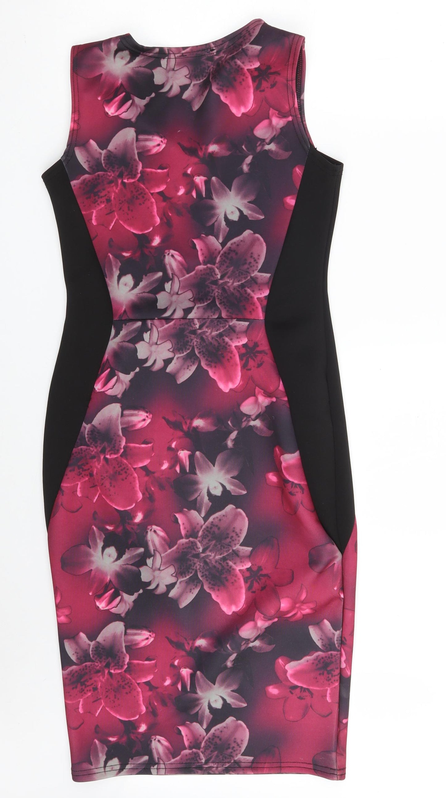 Blue Inc Womens Black Floral Polyester Bodycon  Size 8  Round Neck