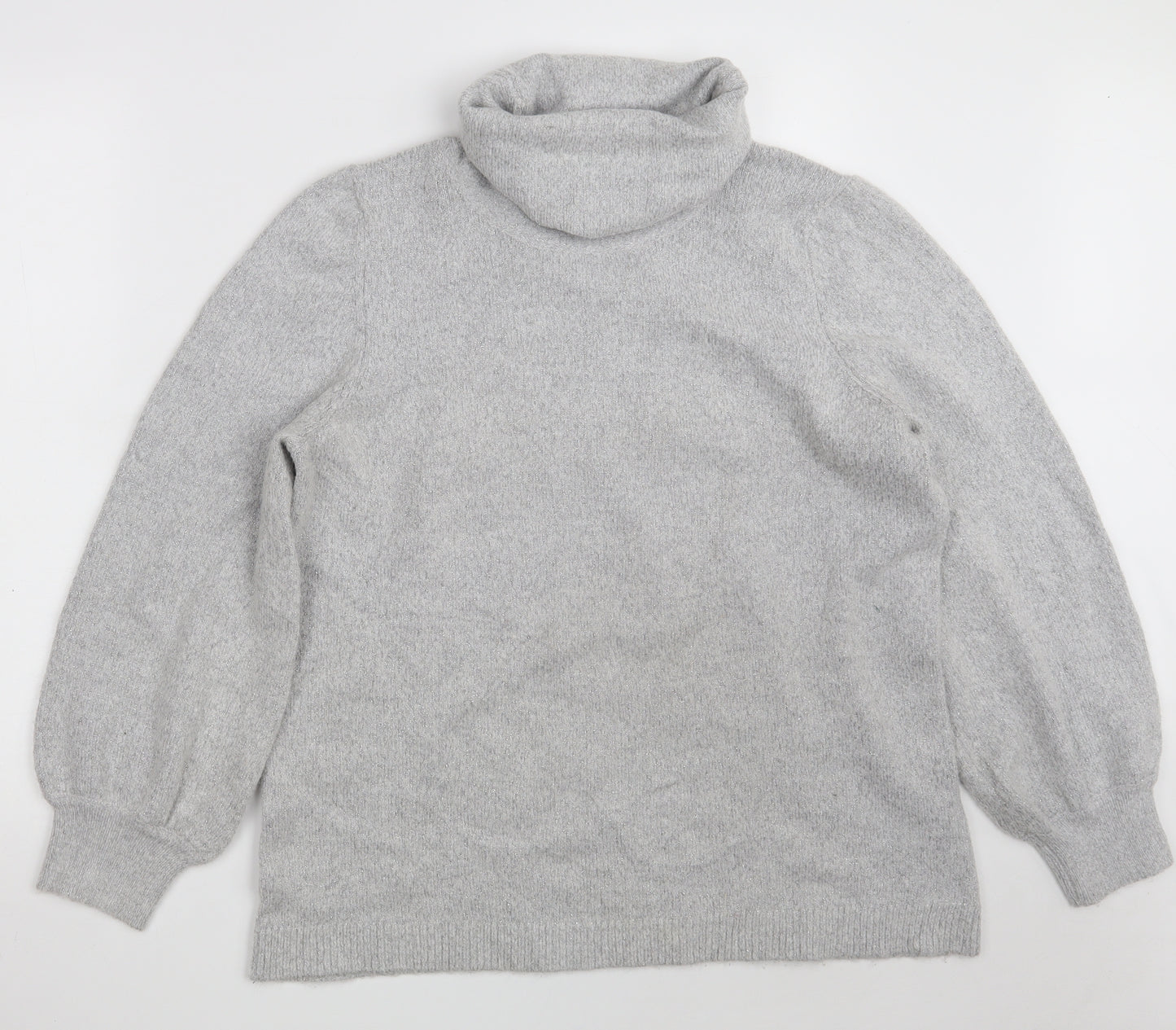 M&Co Womens Grey High Neck  Acrylic Pullover Jumper Size 20