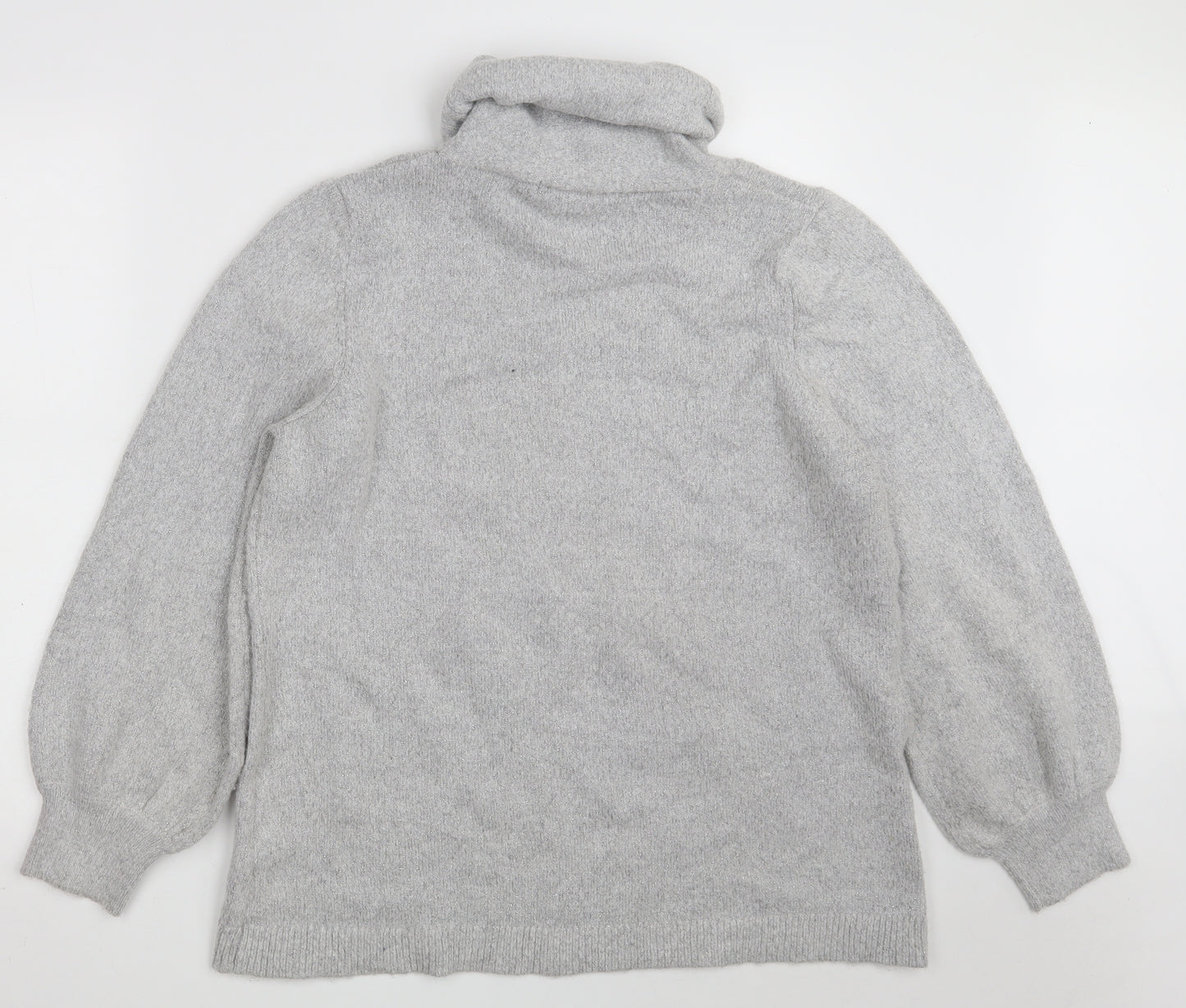 M&Co Womens Grey High Neck  Acrylic Pullover Jumper Size 20