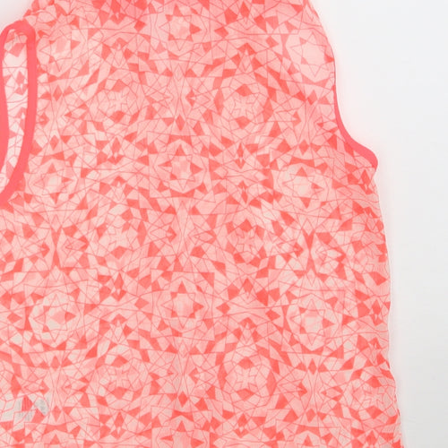 BHS Girls Pink Geometric Polyester Basic Button-Up Size 10-11 Years Collared Button