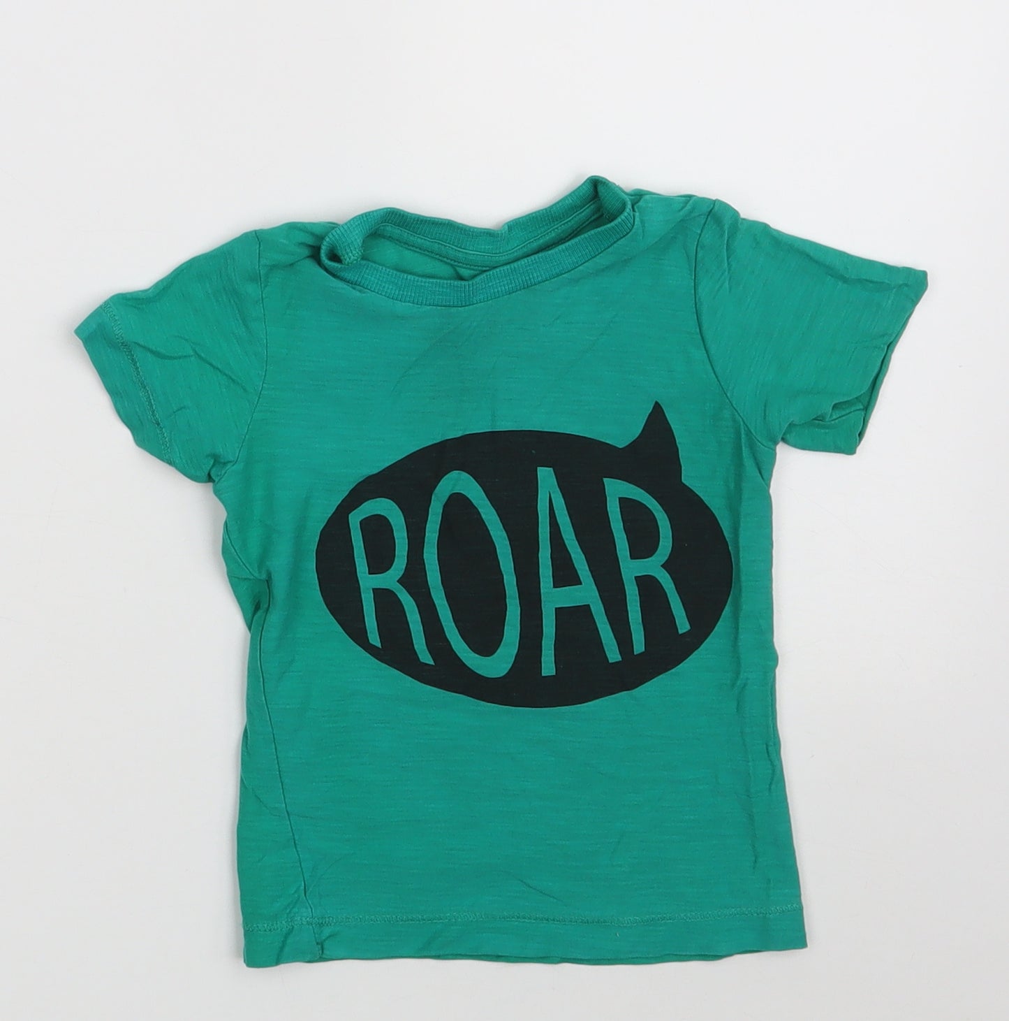 Matalan Boys Green  100% Cotton Basic T-Shirt Size 12-18 Months Round Neck  - ROAR