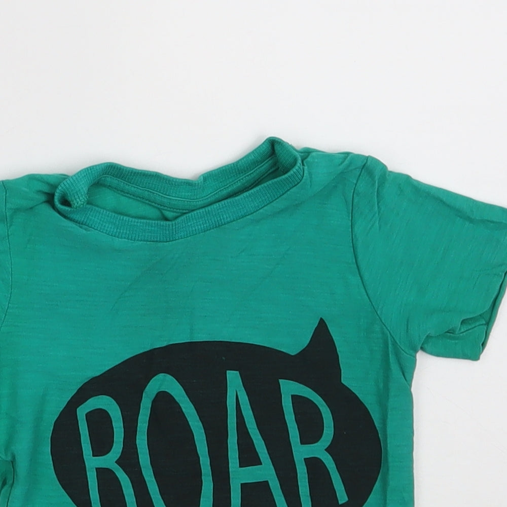 Matalan Boys Green  100% Cotton Basic T-Shirt Size 12-18 Months Round Neck  - ROAR