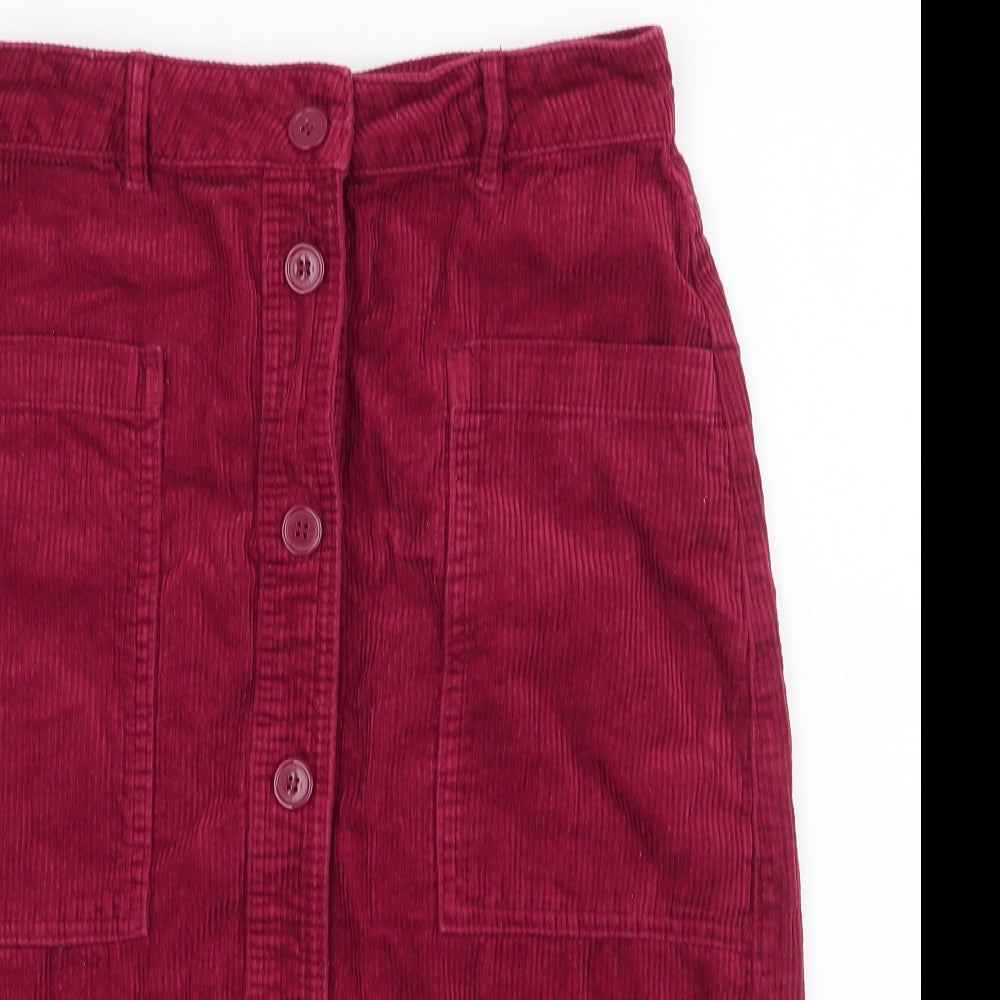 TU  Womens Red  Cotton Straight & Pencil Skirt Size 10   Button
