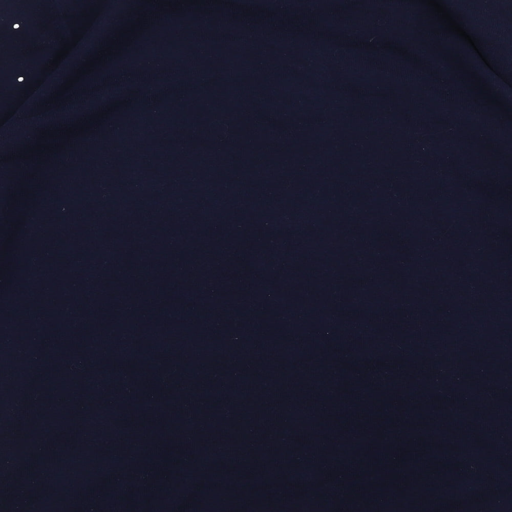 Maine Womens Blue Round Neck Polka Dot 100% Cotton Pullover Jumper Size 12