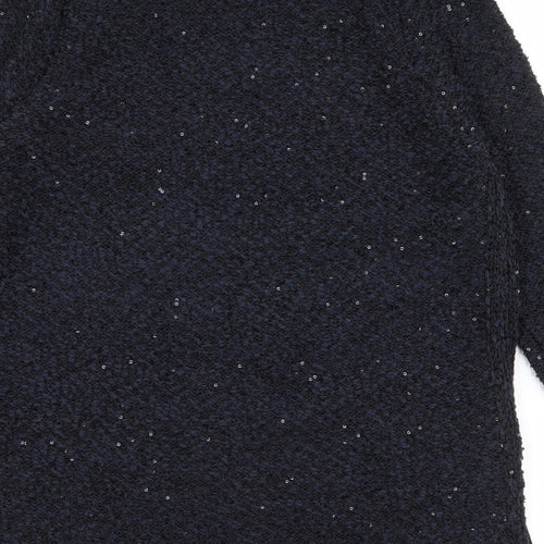 Zara Womens Blue V-Neck  Polyester Pullover Jumper Size M