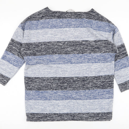 TU Womens Blue Round Neck Striped Polyester Pullover Jumper Size 10