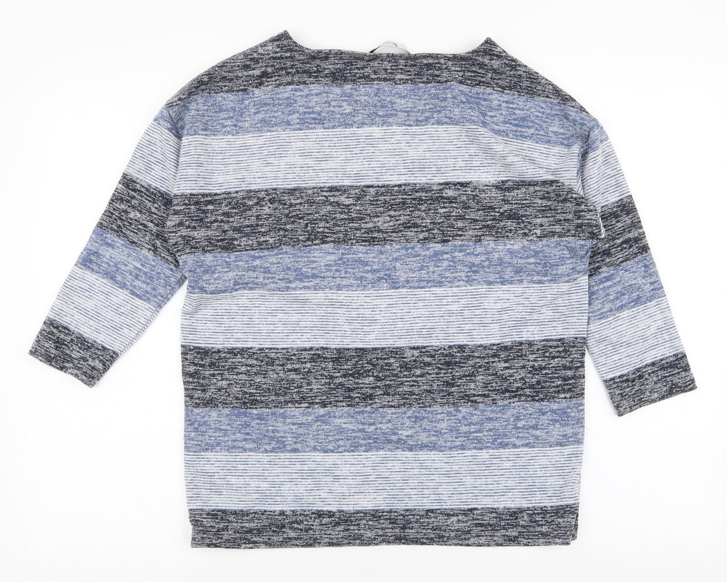 TU Womens Blue Round Neck Striped Polyester Pullover Jumper Size 10