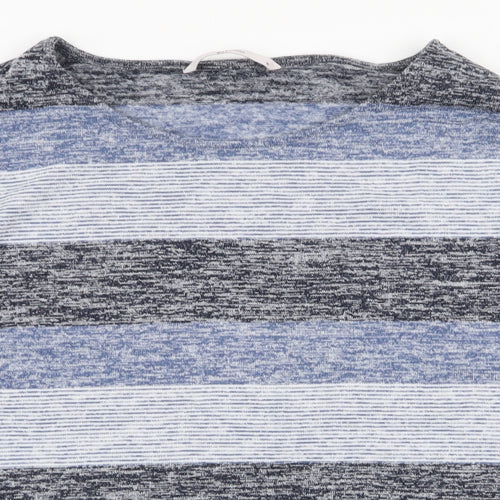 TU Womens Blue Round Neck Striped Polyester Pullover Jumper Size 10