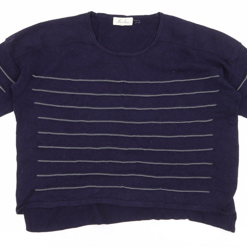 Marie Sixtine Womens Blue Round Neck Striped Cotton Pullover Jumper Size XS