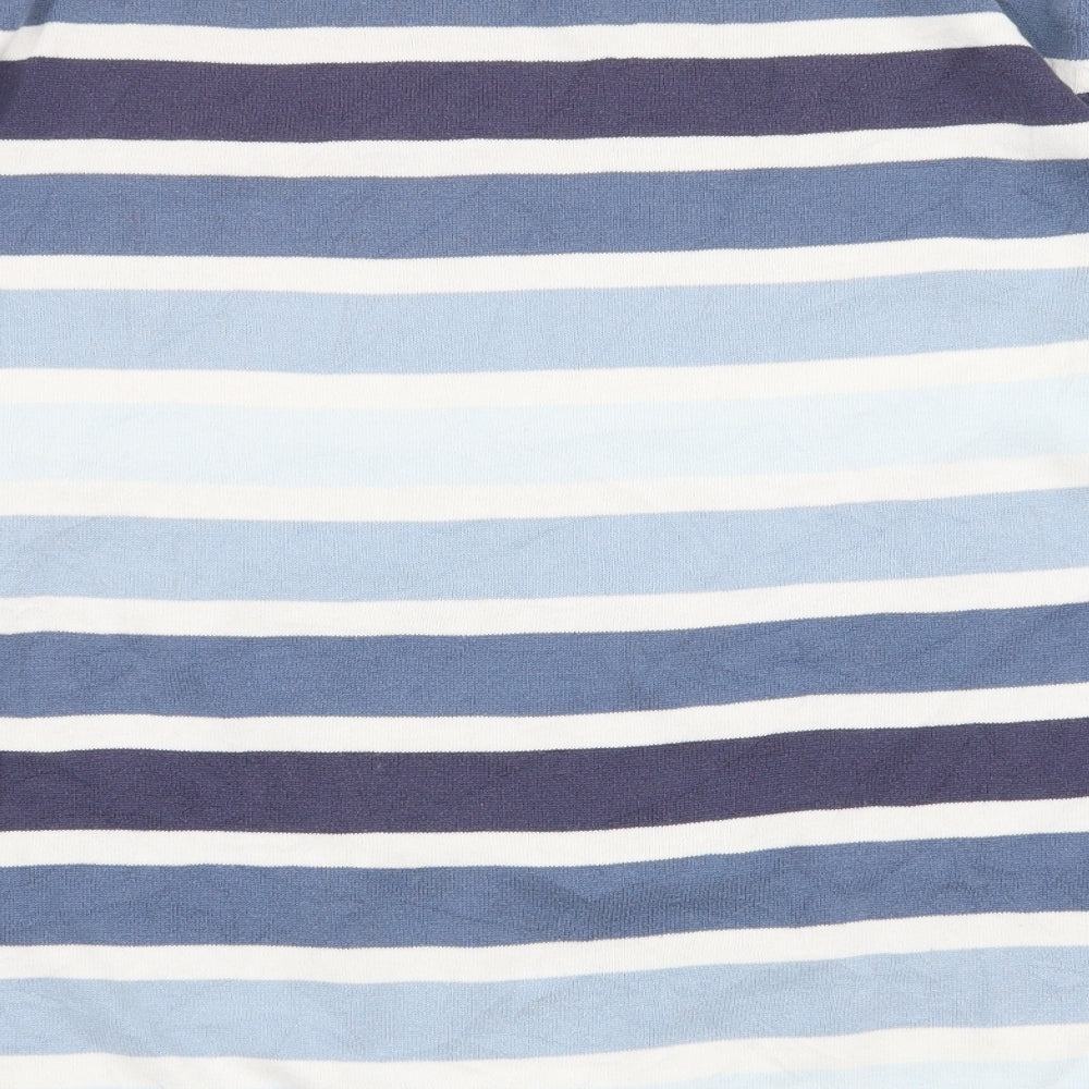 NEXT Mens Blue Round Neck Striped Cotton Pullover Jumper Size L