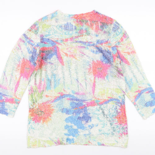 Casamia Womens Multicoloured V-Neck Floral Acrylic Pullover Jumper Size S
