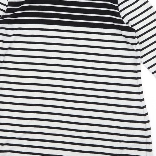 F&F Womens White Round Neck Striped Polyester Pullover Jumper Size 12